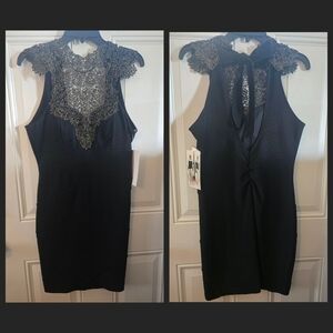 Honey and Rosie Black Dress with Gold Embellishments